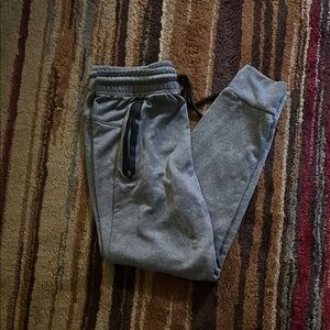 Gray Tapered Track Pants with Elastic Cuffs